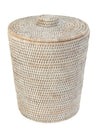 La Jolla Rattan Round Waste Basket with Plastic Insert & Lid