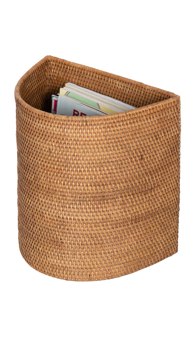 Loma Half-Moon Rattan Waste Basket