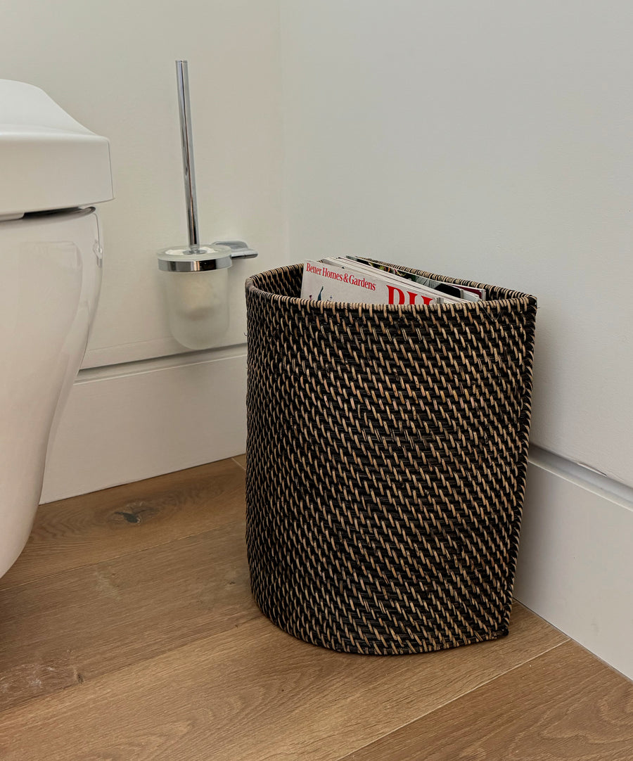 Loma Half-Moon Rattan Waste Basket