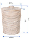 La Jolla Rattan Round Waste Basket with Plastic Insert & Lid, Large