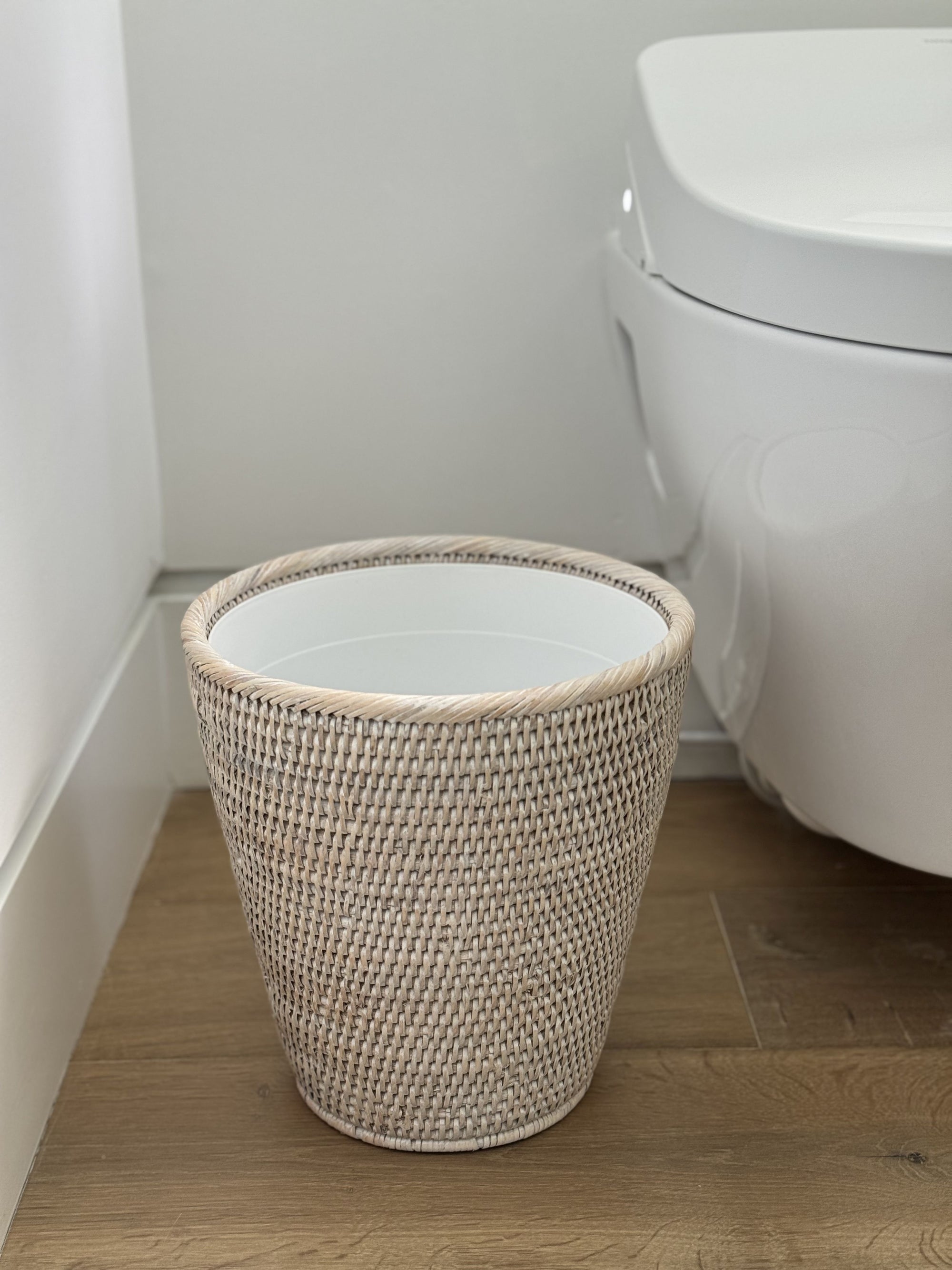 La Jolla Rattan Waste Basket with Plastic Insert