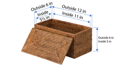 La Jolla Rectangular Rattan Storage and Toilet Roll Box