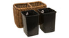 Rattan Double Waste Basket with Plastic Inserts, Antique Brown