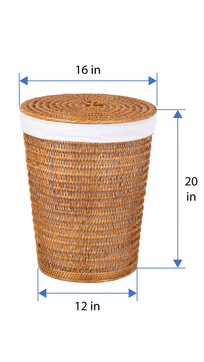 Cambria Rattan Laundry Mesh Hamper with Liner