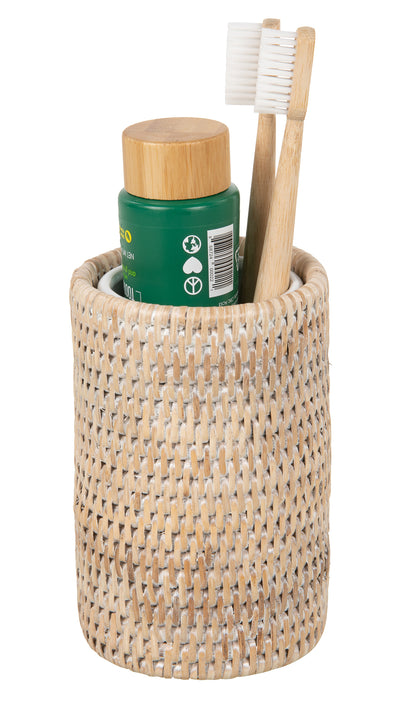 La Jolla Rattan Bathroom Tumbler and Toothbrush Holder (10 fl.oz.)