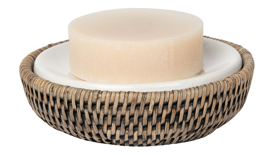 La Jolla Rattan Round Soap Dish