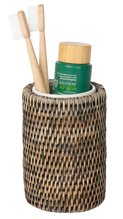 La Jolla Rattan Bathroom Tumbler and Toothbrush Holder (10 fl.oz.)