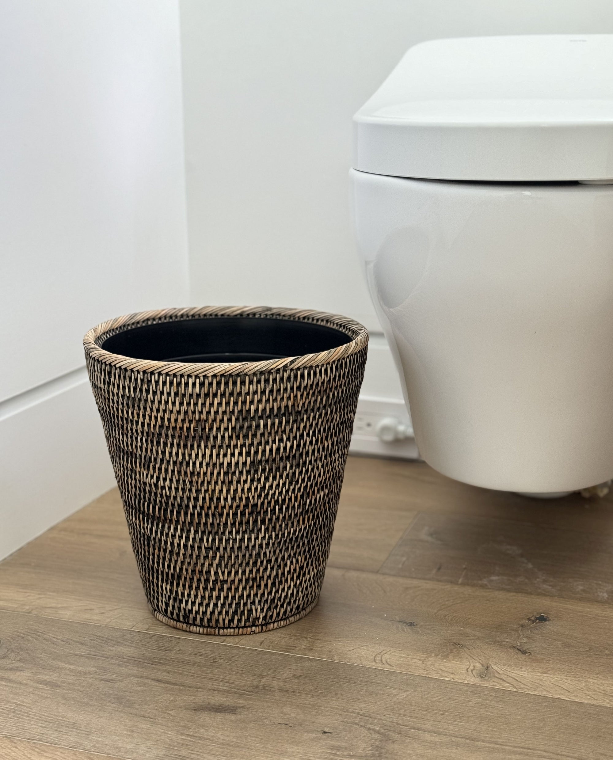 La Jolla Rattan Waste Basket with Plastic Insert