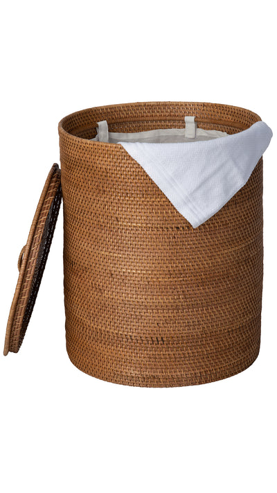 Loma Round Rattan Hamper and Laundry Basket with Removable Liner