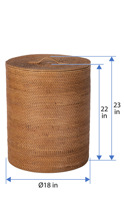 Loma Round Rattan Hamper and Laundry Basket with Removable Liner
