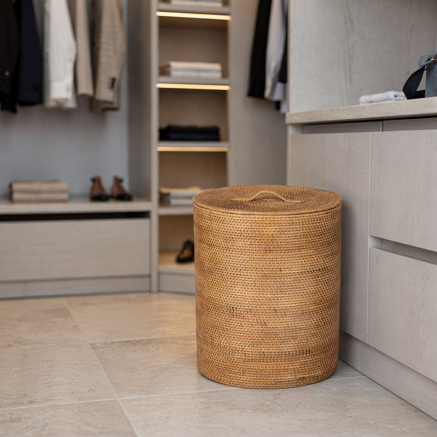 Loma Round Rattan Hamper and Laundry Basket with Removable Liner
