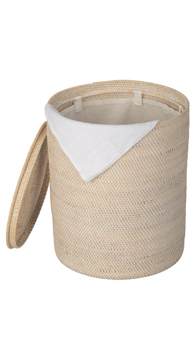 Loma Round Rattan Hamper and Laundry Basket with Removable Liner