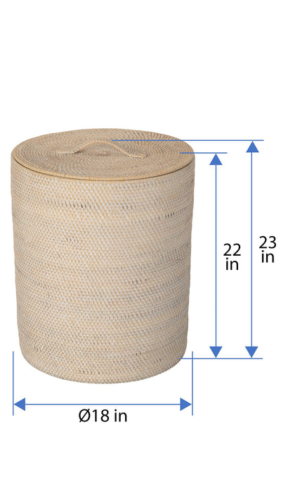 Loma Round Rattan Hamper and Laundry Basket with Removable Liner