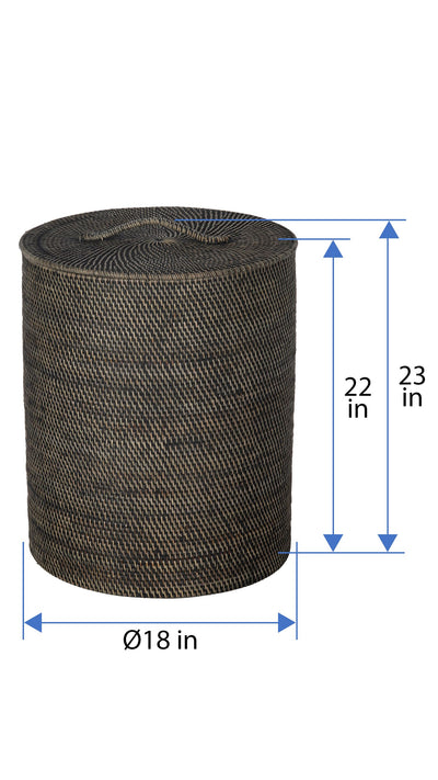 Loma Round Rattan Hamper and Laundry Basket with Removable Liner