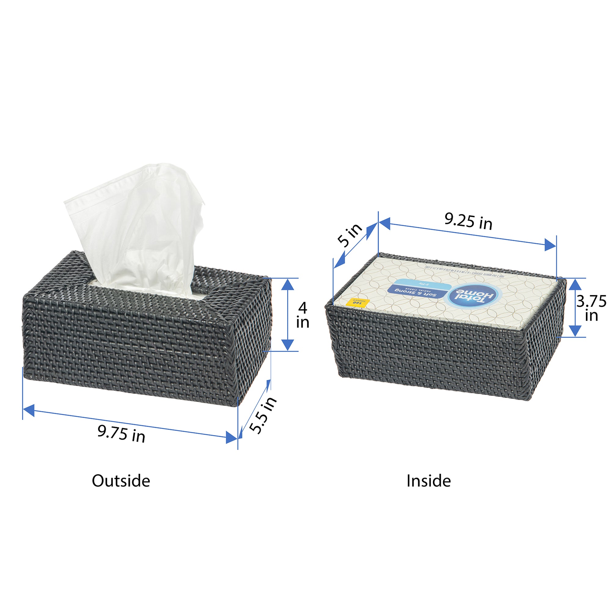 Loma Rectangular Rattan Tissue Box Cover