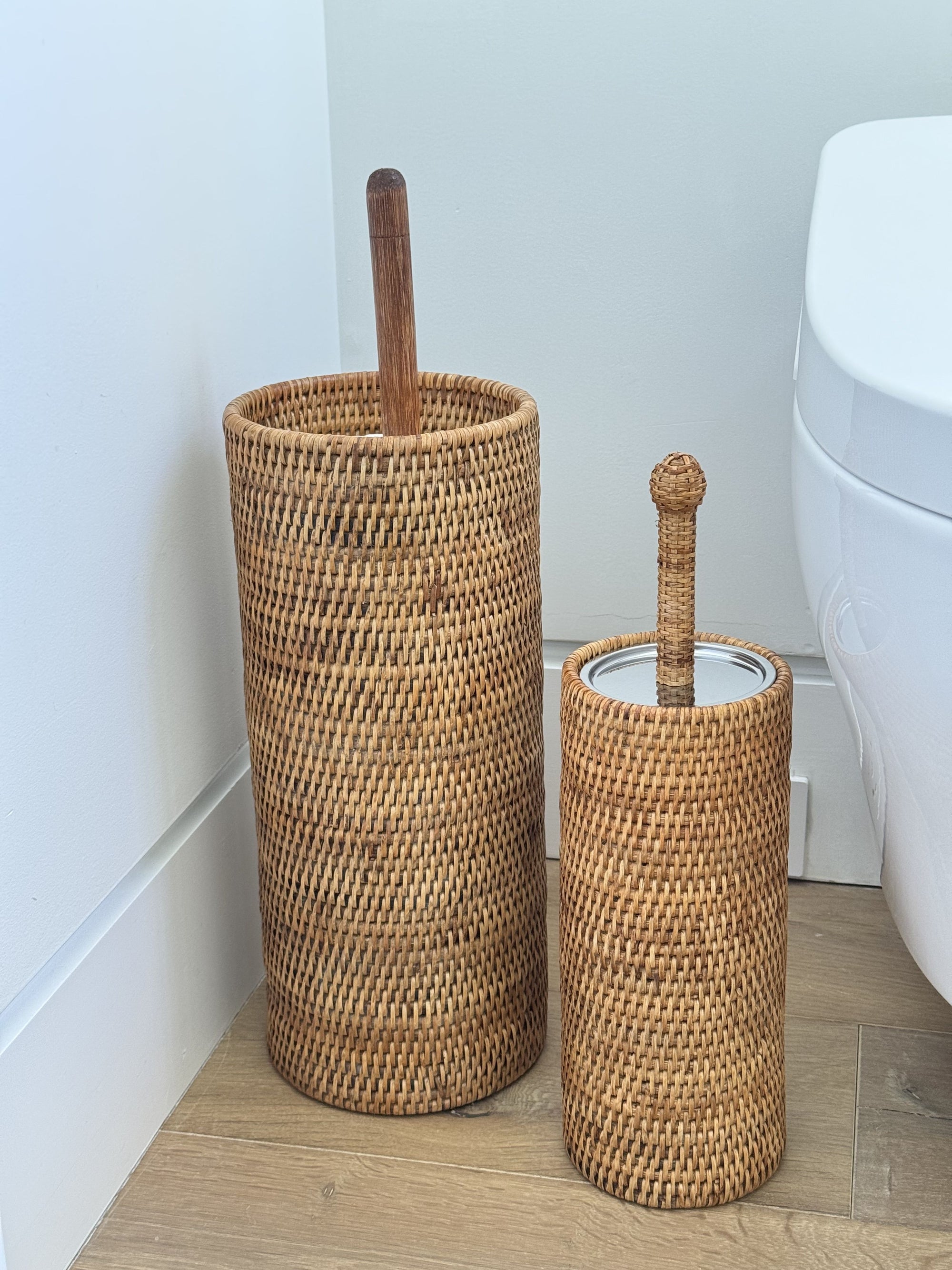 La Jolla Rattan Toilet Brush with Stand