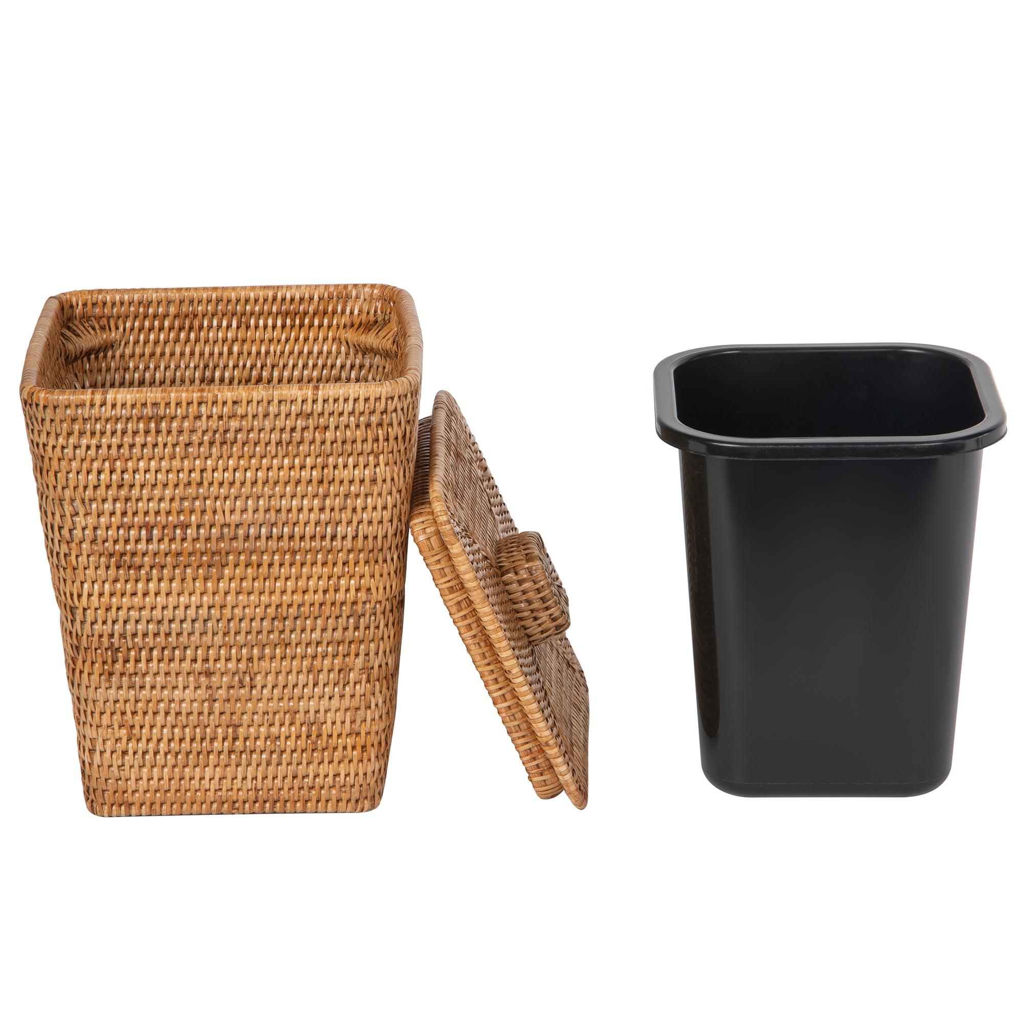 Amazon.com: Menkxi Wicker Waste Basket with Lid in Bedroom