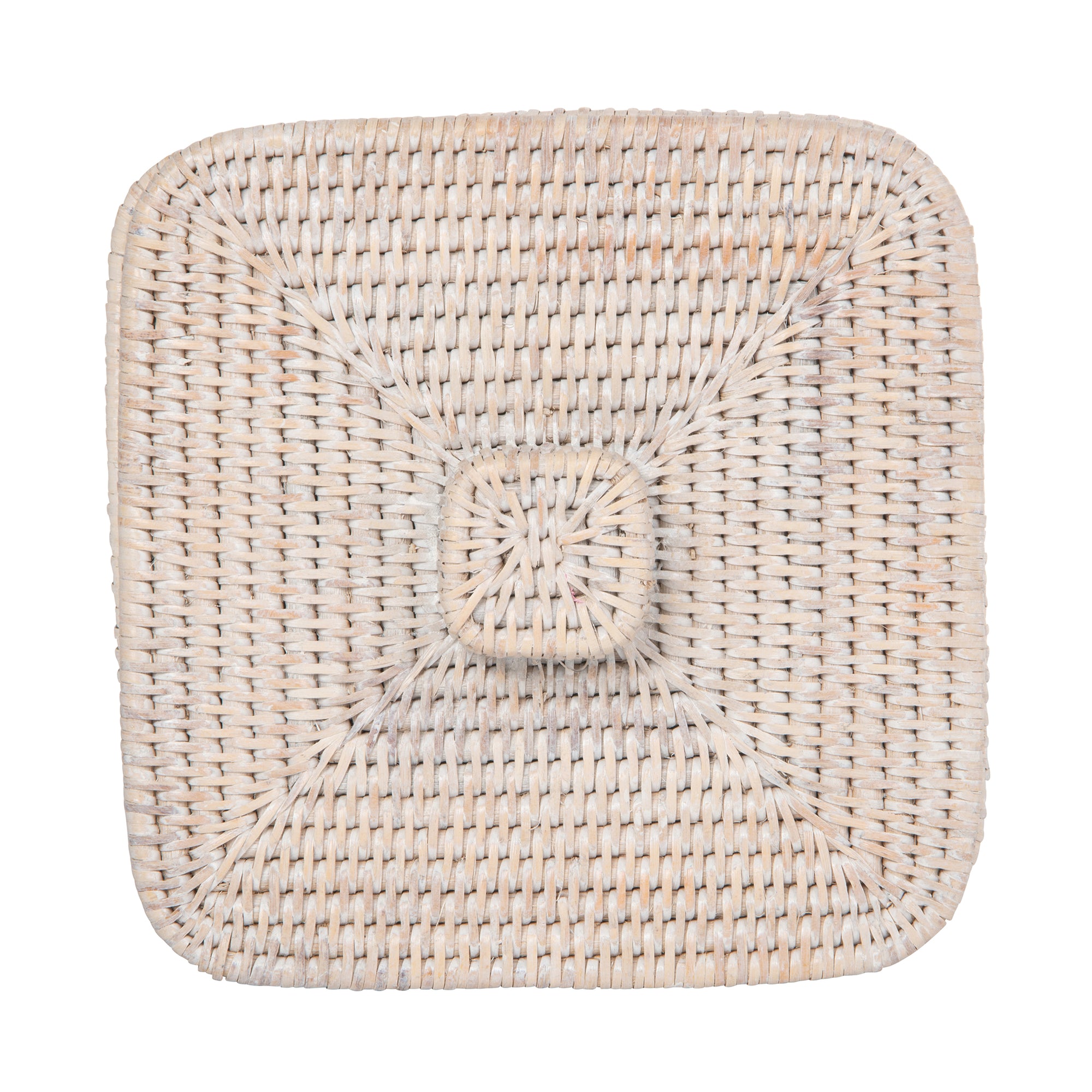 La Jolla Rattan Square Paper Waste Basket and Trash Bin with Lid and Plastic Insert