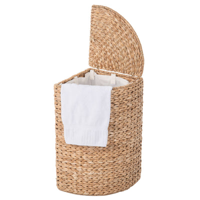 Pie Shaped Sea Grass Corner Hamper w/Liner, Natural