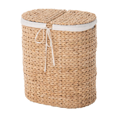 Oval Seagrass Laundry Sorter Hamper w/Liner, Natural