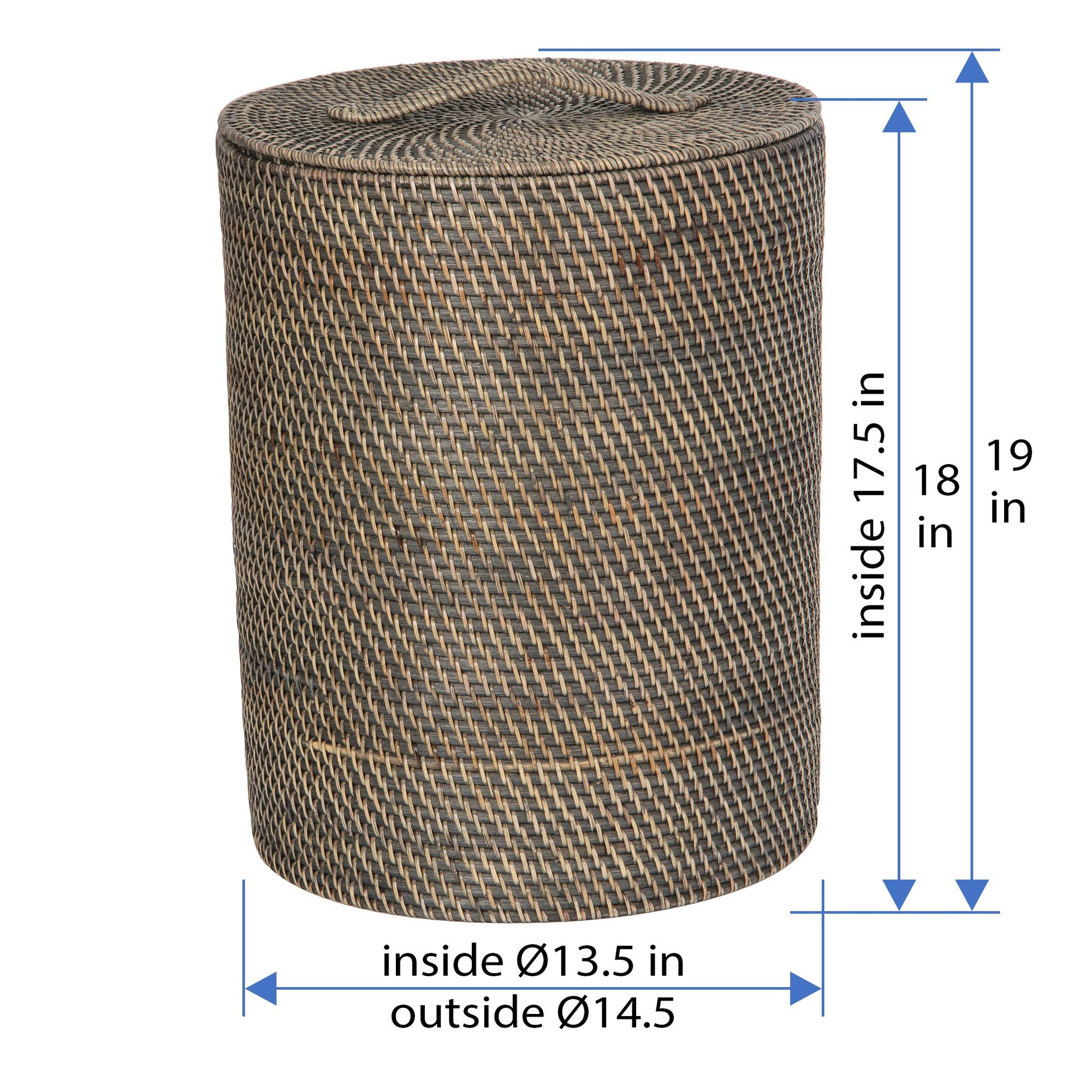 Loma Round Rattan Hamper with Liner, Apartment Size