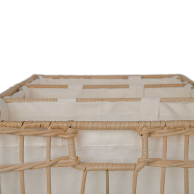 Wicker 3-Bag Rolling Laundry Sorter & Hamper with Caster Wheels