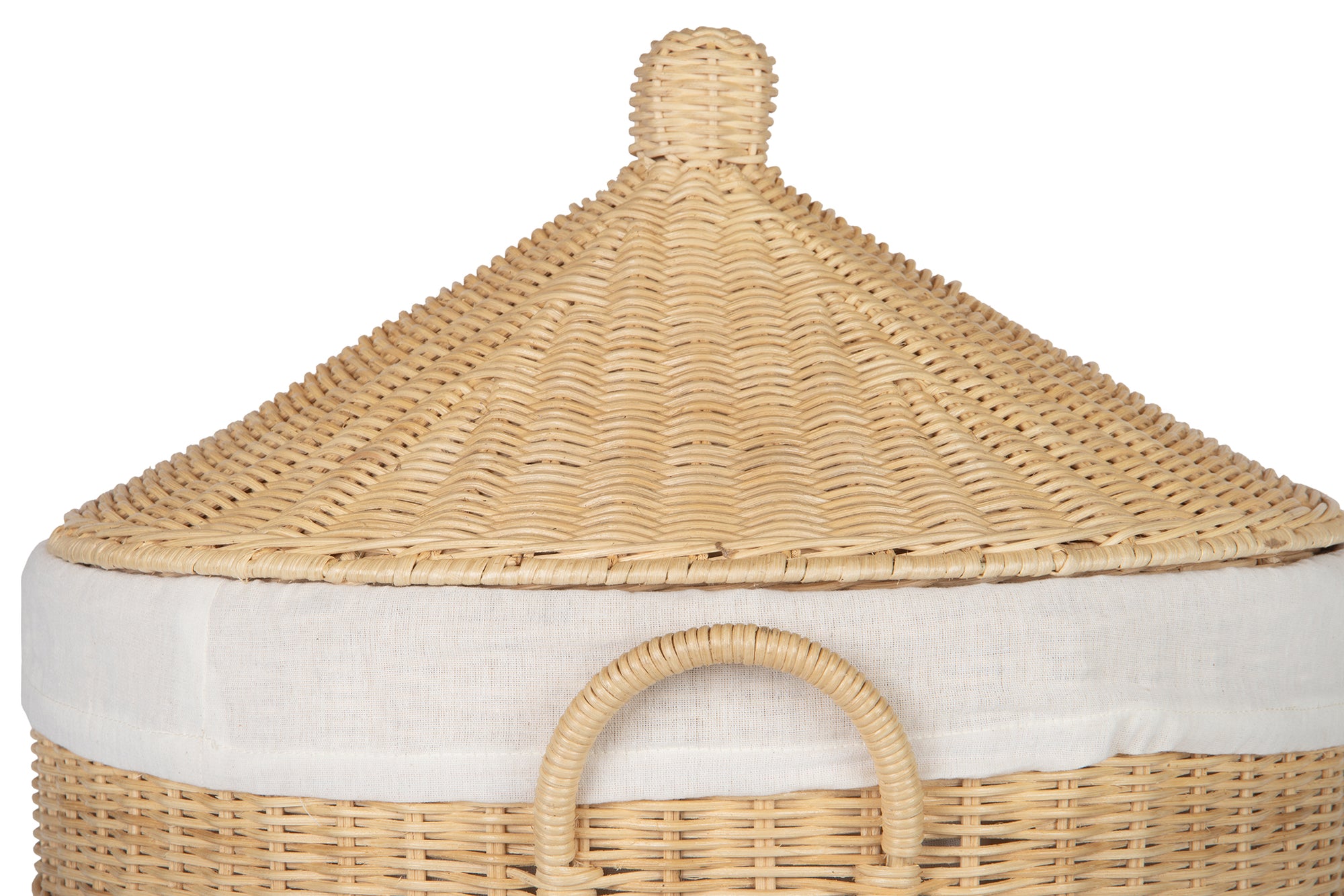 Noor Round Wicker Hamper Laundry  Storage Basket with Liner, Natural