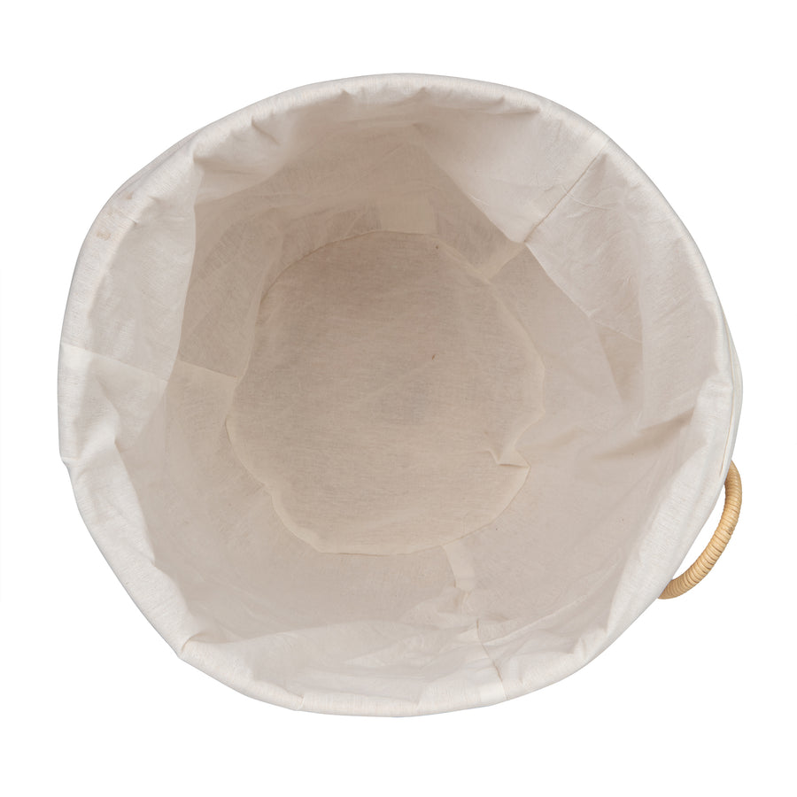 Noor Round Wicker Hamper Laundry  Storage Basket with Liner, Natural