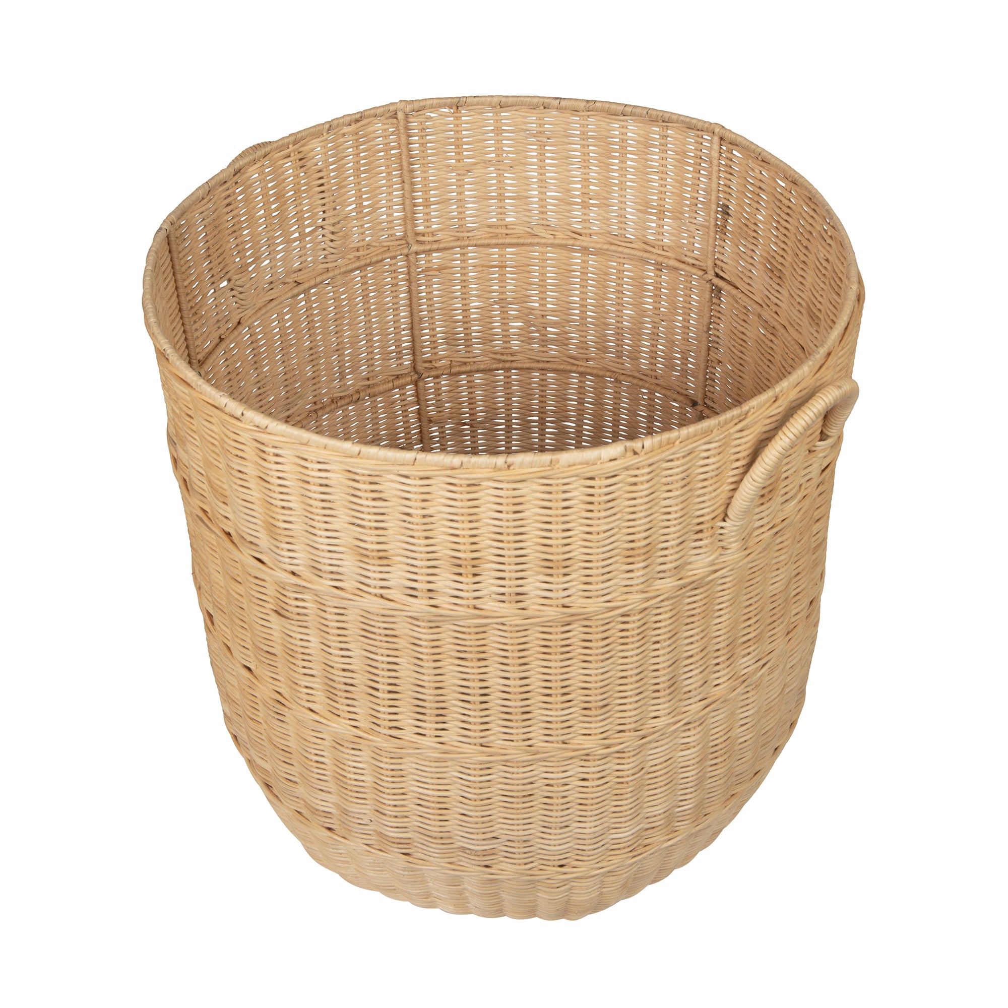 Noor Round Wicker Hamper Laundry  Storage Basket with Liner, Natural