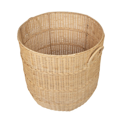 Noor Round Wicker Hamper Laundry  Storage Basket with Liner, Natural