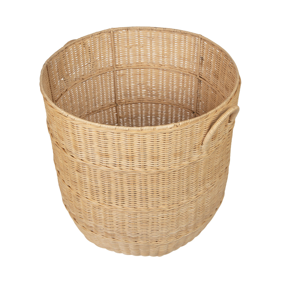 Noor Round Wicker Hamper Laundry  Storage Basket with Liner, Natural
