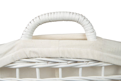 Rolling Wicker Laundry Basket and Hamper with Fabric Liner and Stand