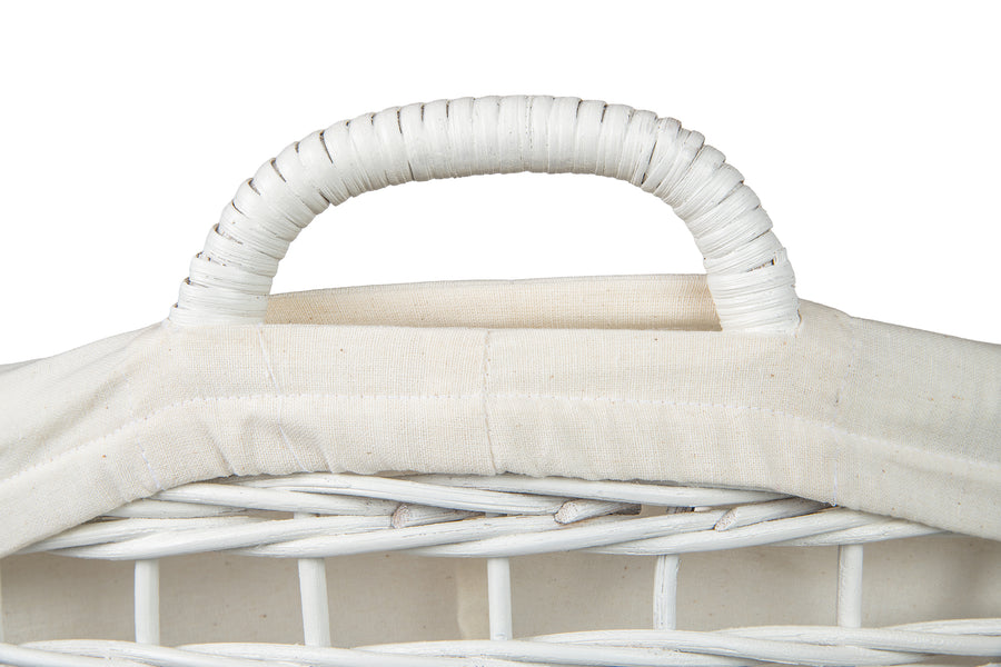 Rolling Wicker Laundry Basket and Hamper with Cotton Liner and Stand