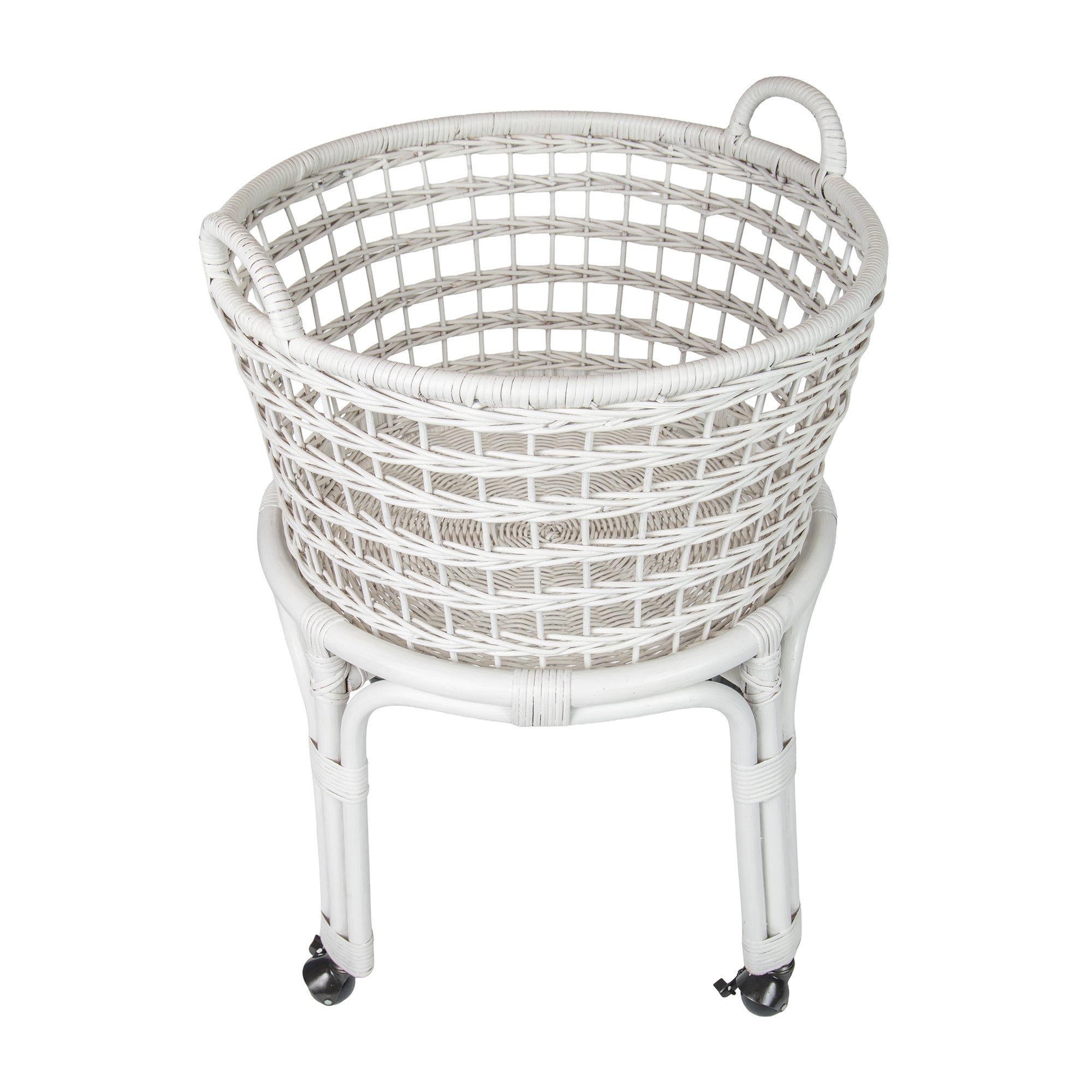 Rolling Wicker Laundry Basket and Hamper with Fabric Liner and Stand