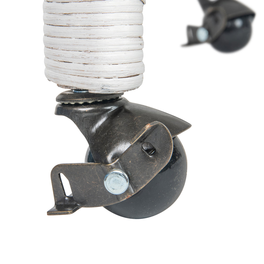 Rolling Wicker Laundry Basket and Hamper with Cotton Liner and Stand