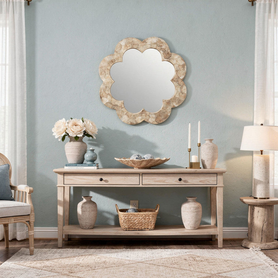 Flower Capiz Seashell Wall Mirror