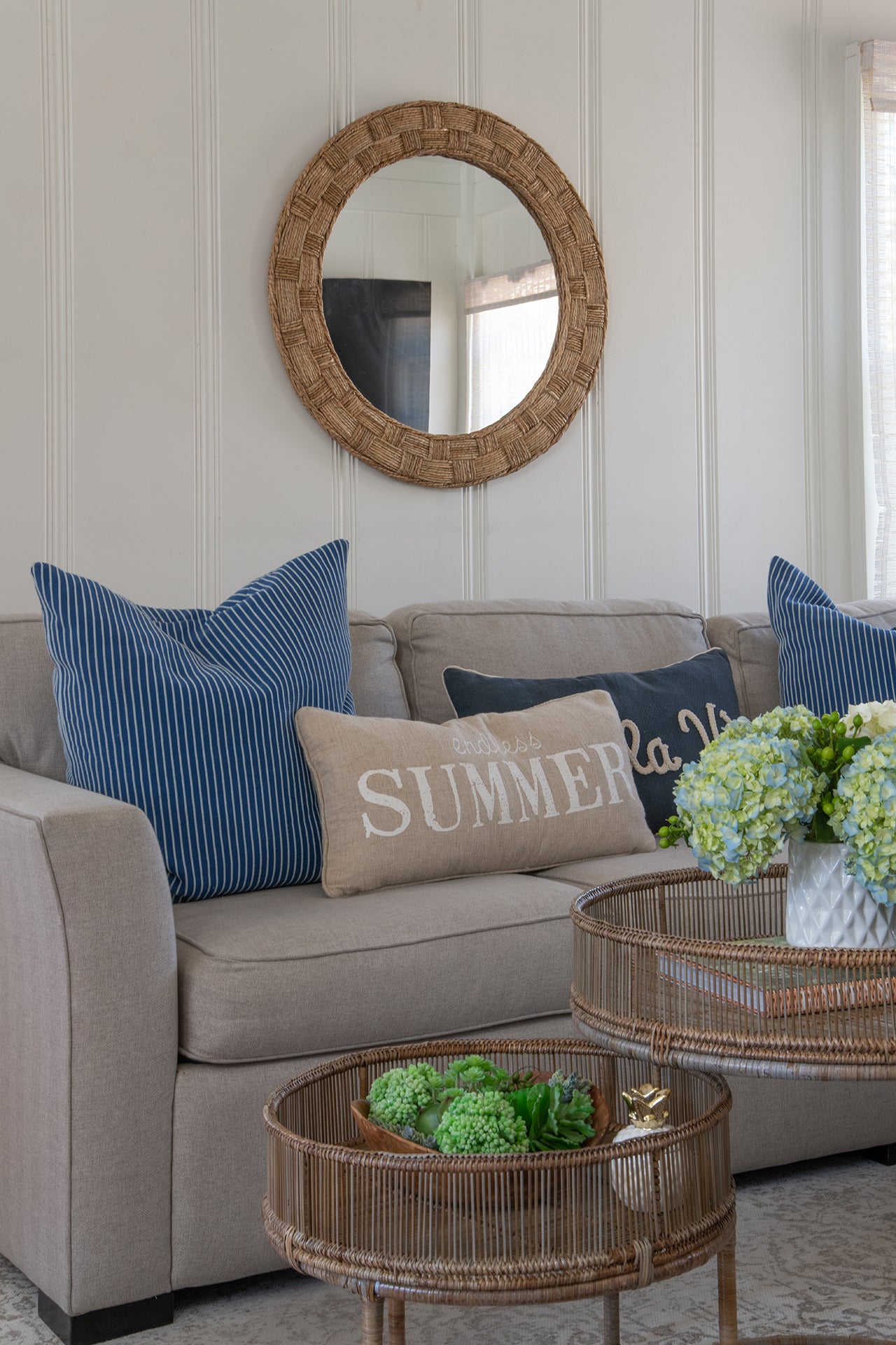 Round Chequered Wall Mirror