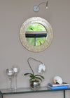 Round Capiz Seashell Sunray Wall Mirror, Pearlescent White