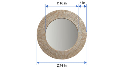 Round Capiz Seashell Sunray Wall Mirror, Pearlescent White