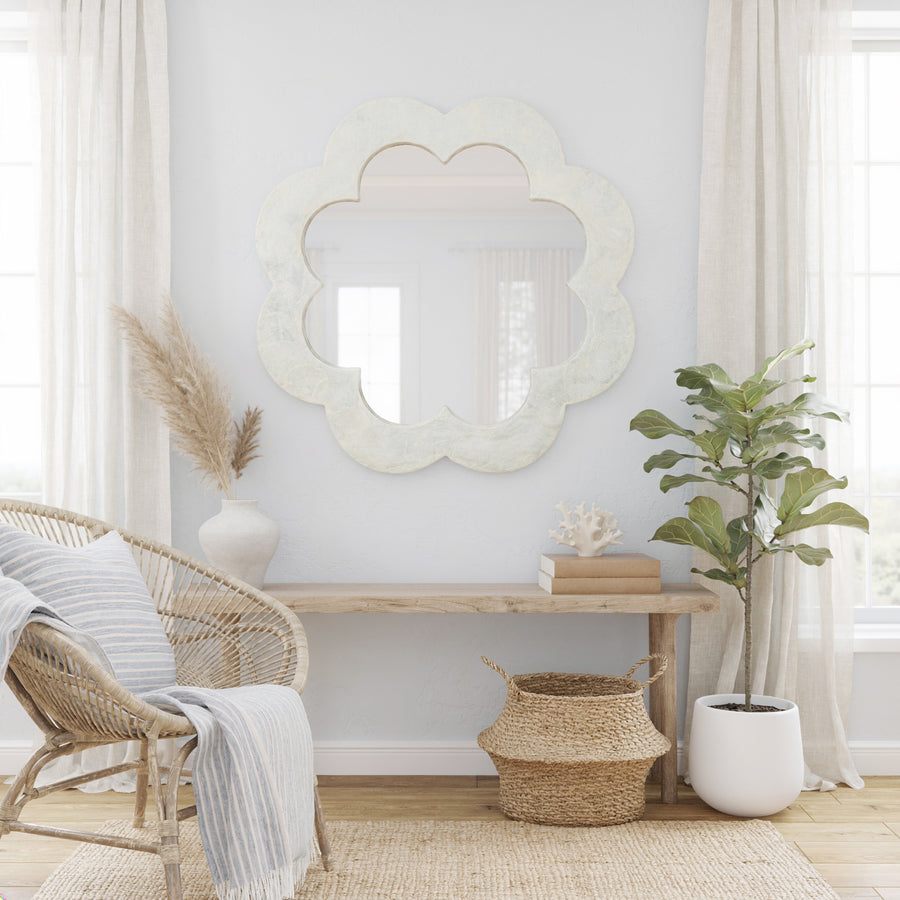 Flower Capiz Seashell Wall Mirror