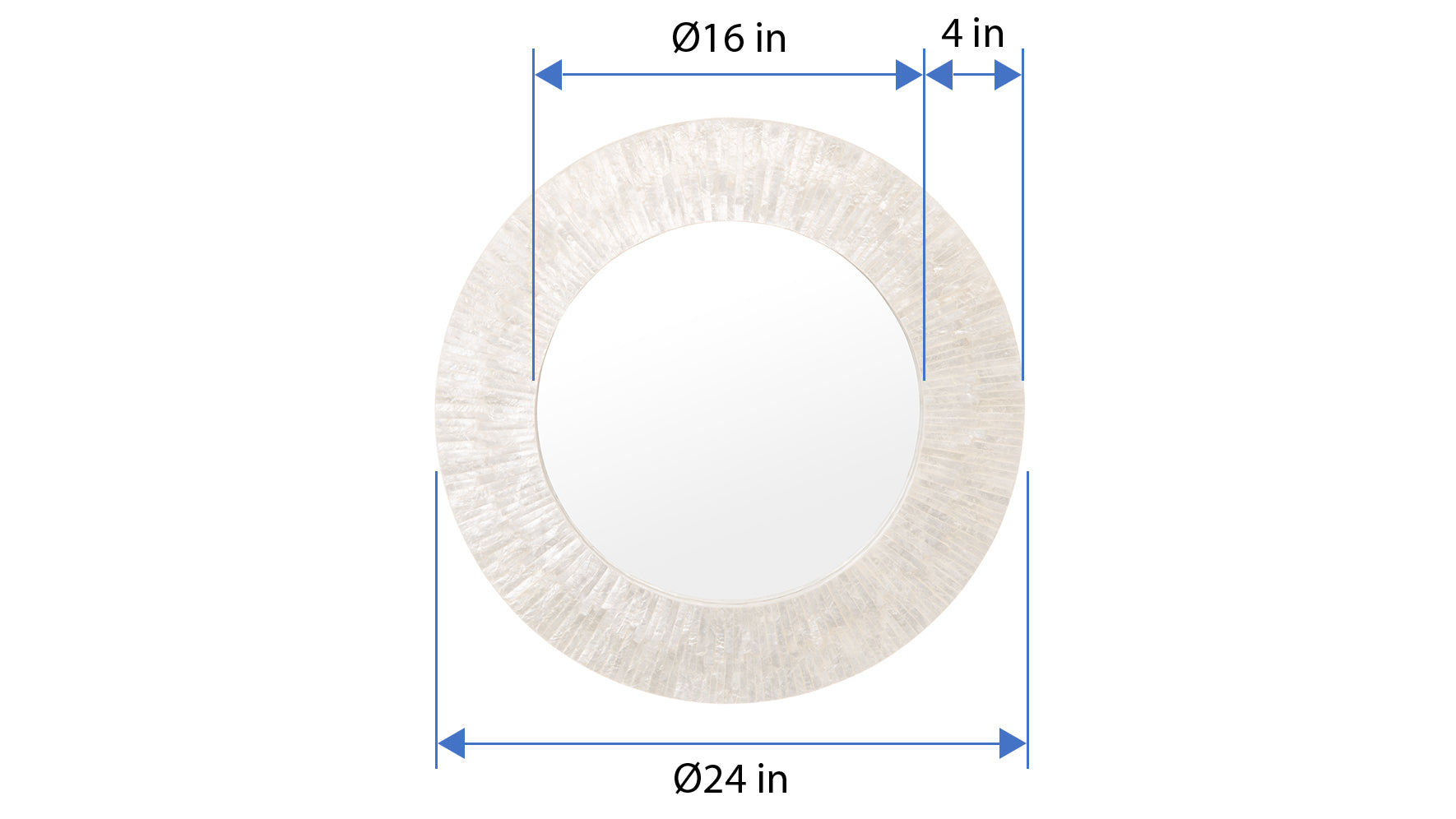 Round Capiz Seashell Sunray Wall Mirror, Pearlescent White