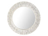 Round Capiz Seashell Sunray Wall Mirror, Pearlescent White