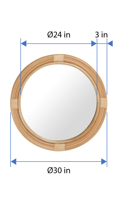 Nautical Decorative Wall Mirror in Rattan