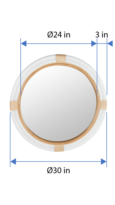 Nautical Decorative Wall Mirror in Rattan