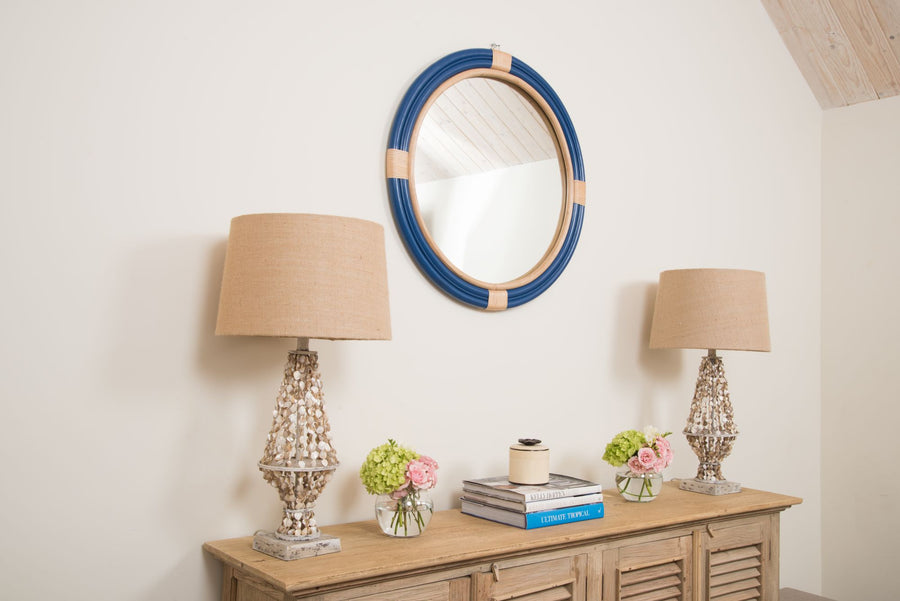 Nautical Decorative Wall Mirror in Rattan