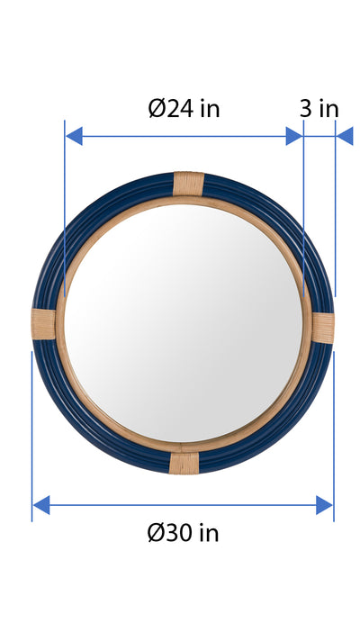 Nautical Decorative Wall Mirror in Rattan