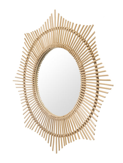 Rattan Round Halo Wall Mirror, Natural