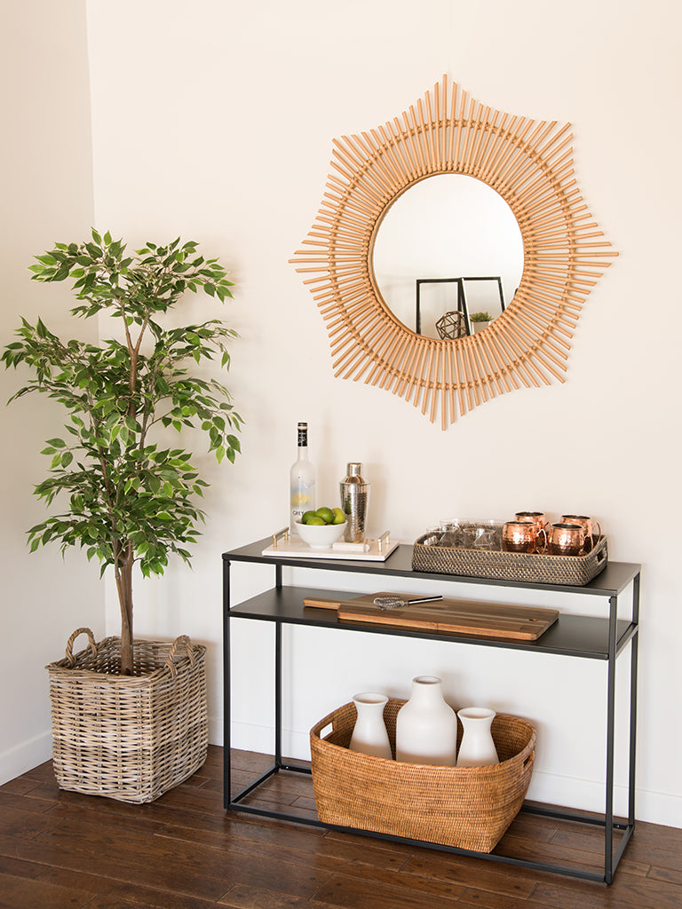 Rattan Round Halo Wall Mirror, Natural