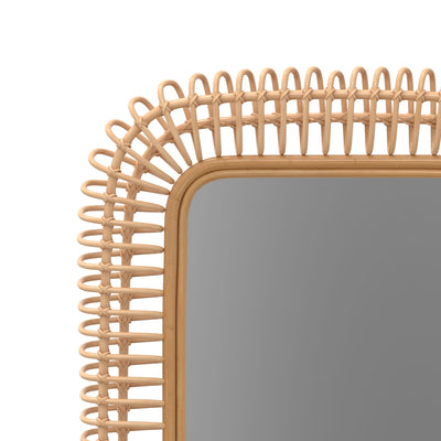 Rattan Coiled Rectangular Wall Mirror, Natural