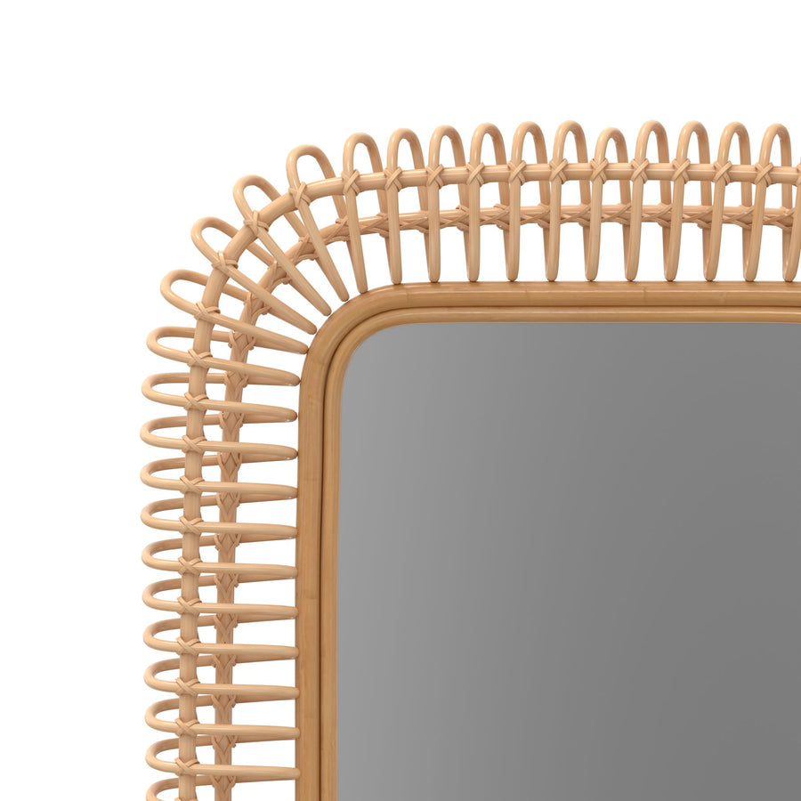 Rattan Coiled Rectangular Wall Mirror, Natural